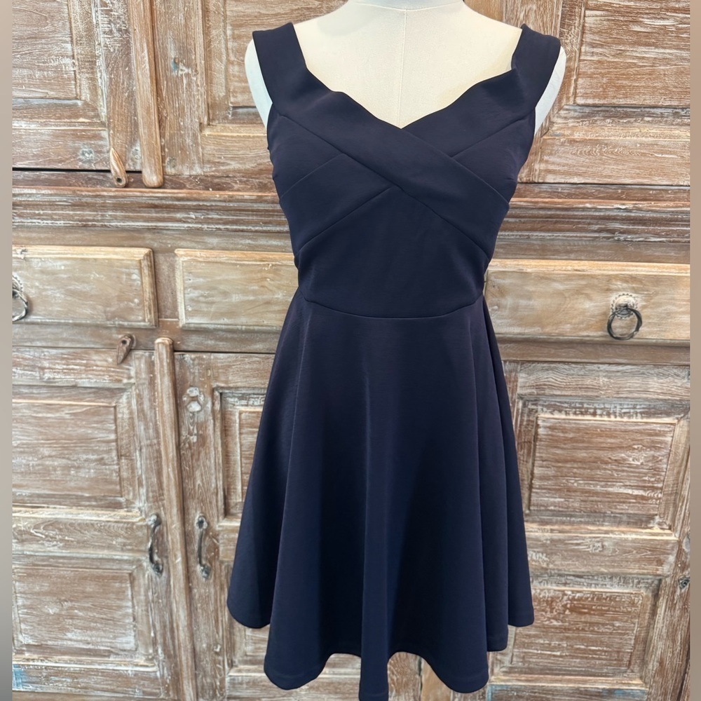 Windsor Navy Blue Back Zip Up Mini Dress Dinner Party New Years